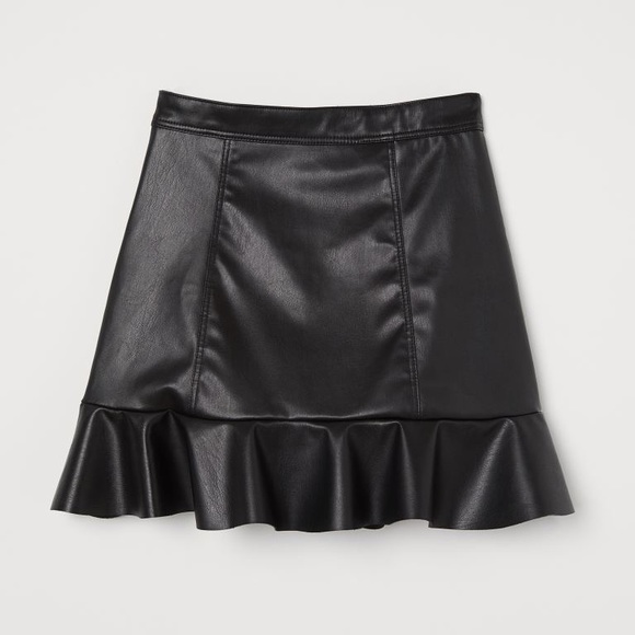 H&M Dresses & Skirts - 4/$25 SALE NWT H&M Faux Leather Ruffle Mini Skirt
